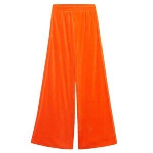 Adidas x Jeremy Scott signal orange velour wide leg pants